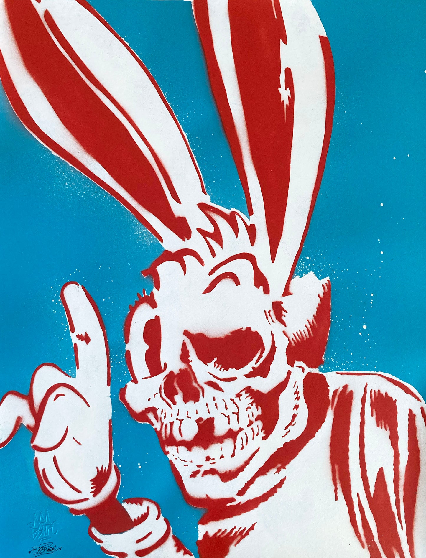 Bunny Skull BLUE - Spray Paint